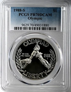 1988-S $1 OLYMPIC / OLYMPIAD PROOF SILVER DOLLAR COMMEM PCGS PR70 DCAM #49031880 - Picture 1 of 4