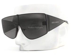 Dolce & Gabbana Sunglasses DG2305 01/87 Shiny Black Shield Gray Lens w/case - Picture 1 of 10