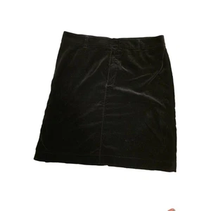 Falda midi Eddie Bauer negra de terciopelo aplastado con cremallera botón línea A talla 16 - Imagen 1 de 10