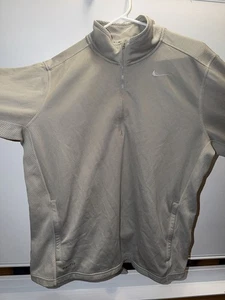 Nike Sweater Mens siz L Gray 1/4 Zip Pullover DriFIT Sweatshirt Mock Neck Casual - Picture 1 of 7