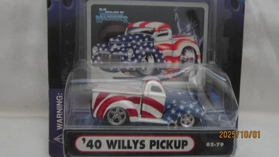 2002 Muscle Machines 1/64 Scale #71161 1940 Willys Pick-Up Truck Stars&Stripes - Image 1 of 2