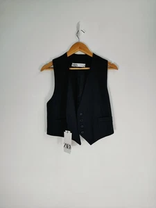 Zara Size M Waistcoat Black & White Pin Striped Womens New with Tags - Picture 1 of 13