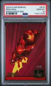 2023 Flair Marvel Iridescence Red Achievement /99 Iron Man IR15 PSA 10 - Foto 1 di 2