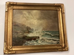 Massachusetts Künstler William T. Robinson Öl/Brett Küste toller Rahmen. - Bild 1 von 14