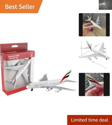 Литая под давлением металлическая игрушка-самолет Emirates A380 — подробная модель для детей и коллекционеров - Изображение 1 из 4