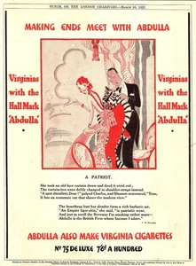 1932 ABDULLA Cigarettes FISH Cartoon Advert 'A Patriot' Art Deco Era Print Ad - Foto 1 di 1