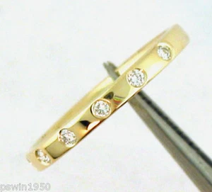 Diamond Wedding Band Ring Comfort Fit 14K Gold 1/8ct - Foto 1 di 2