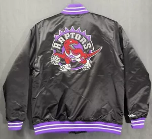 Mitchell & Ness Toronto Raptors Black Purple Throwback Hardwood Satin Bomber Jac - Picture 1 of 13