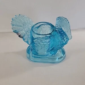 Vintage Mosser Glas Blau Türkei Zahnstocher Halter, Streichholz, Votivkerze - Bild 1 von 10