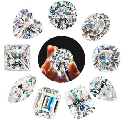 1-10CT Loose Moissanite Diamond Multi Shape Real Gem Stone Pass Tester W/ GRA - Image 1 of 4