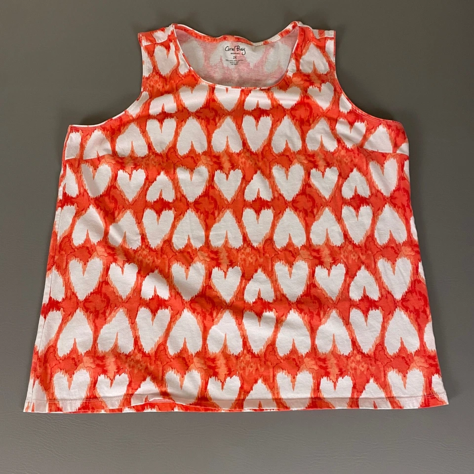Camiseta sin mangas Coral Bay 2X Mujer Estampado Corazón Sin mangas Informal Verano Linda Foto 1 de 4