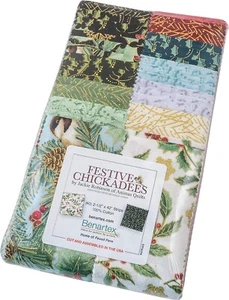 Benartex Strip-pies Festive Chickadees Christmas Winter (40) 2.5" Fabric Strips - Picture 1 of 2