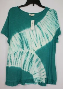 Style&co Women's Core Fashion Top Shirt Blouse Tie Dye Size L Green Tie Dye - Picture 1 of 4