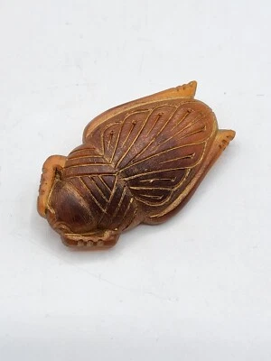 Bijou fantaisie broche en celluloïd formant insecte scarabée Art Deco - Photo 1/4