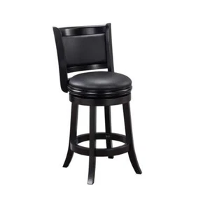 Boraam Bar Stool 21.75" Round Swivel High Back Cushioned Seat Faux Leather Black - Picture 1 of 7