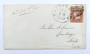 1865 Fancy Cork Cancella Copertina Taunton MA CDS #65 - Foto 1 di 3