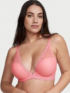Victorias Secret Love Cloud Lightly Lined Half Pad Plunge Bra Sz 32DDD Pink NEW - Picture 1 of 11