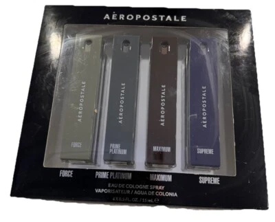 AEROPOSTALE 4 X 0,5 OZ SPRAY DE COLONIA Force, Maximum, Supreme & Prime Platinum Nuevo en caja Foto 1 de 3