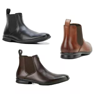 Mens Hush Puppies Chelsea Extra Wide Mens Black Mahogancy Tan Leather Boots - Picture 1 of 16