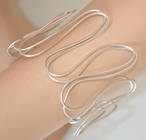 Bracciale argento rigido donna a schiava alto multi fili alluminio CX123 - Foto 1 di 3