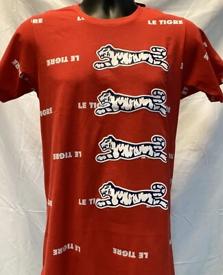 Le Tigre Collection Logo Pattern Shirt New Red Short Sleeve Men's Various Sizes - Image 1 of 3