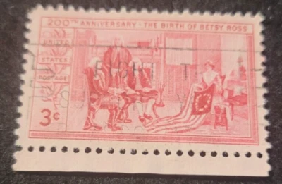 # 1004 - 1952 3¢ Betsy Ross C.H. Pintura Weisgerber EE. UU. Usada 1 Sello +2 GRATIS Foto 1 de 2