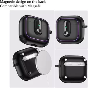 For AirPods 4/3/2/1/Pro 2/Pro Shockproof Lock Mag Safe Compatible Keychain Case - Picture 1 of 22