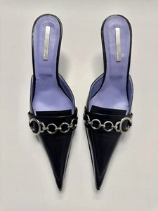 NEW ALDO BLACK LEATHER VERO GUOIO STILETTOS PUMPS HEELS SIZE 6.5 US 37 EU - Picture 1 of 16