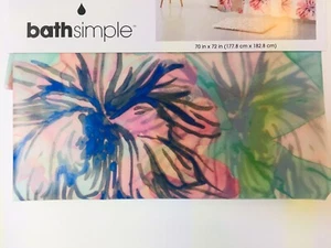 ROSE GARDEN PEVA CORTINA DE DUCHA ROSA AZUL MENTA FLORES DELICADAS - Imagen 1 de 5