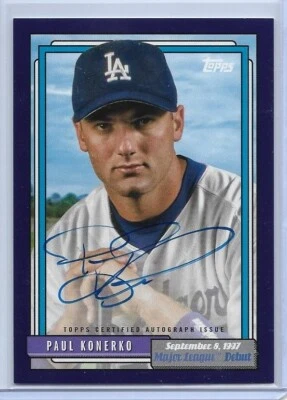 2022 TOPPS ARCHIVES PURPLE PAUL KONERKO SIGNED AUTO #D53/150 LOS ANGELES DODGERS - Image 1 of 2