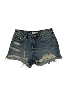 Zara Cut Off Denim Jean Shorts Blue Distressed Women’s Size 27x3 Good Condition - Picture 1 of 12