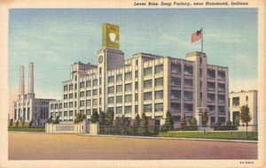 Postcard IN: Lever Brothers Soap Factory, Hammond, Indiana, Vintage Linen - Picture 1 of 2