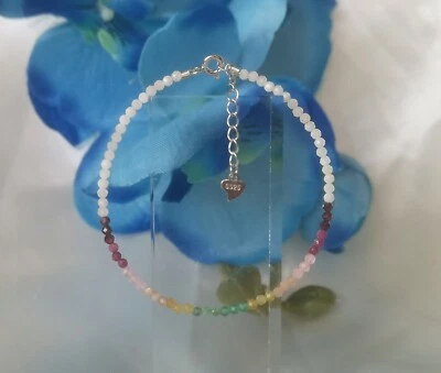 Multi Edelstein Armband 925 Silber Schmuck Silberschmuck Edelstein Natürlich Neu - Bild 1 von 4