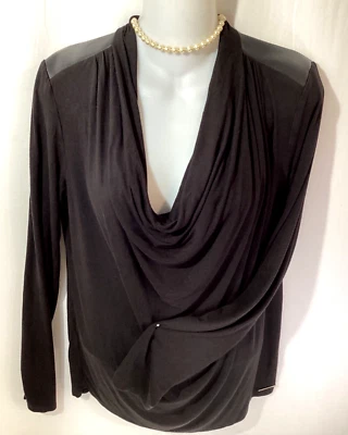 Michael Kors Size S  Woman's Top Draped Collar Color Black - Image 1 of 4