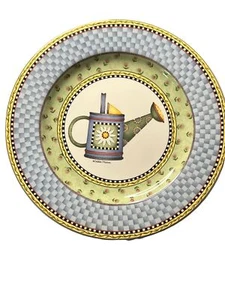 Vintage 1999 Sakura Debbie Mumm salad plates Watering Can Daisies Sunflowers 8" - Picture 1 of 4