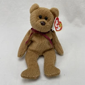 COMO NUEVO Ty Beanie Babies - Curly the Bear 4ª GENERACIÓN Etiqueta Swing/3ª GEN Etiqueta Tush ¡Con PVC! - Imagen 1 de 11