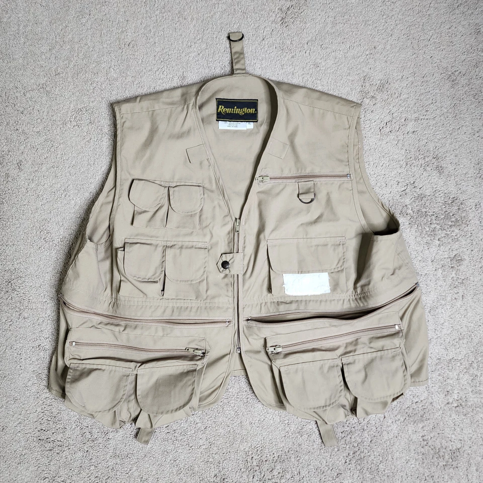Remington Vest Men XL  Hunting Multi-Pocket Fly Fishing Tan Khaki Full Zip - Image 1 of 4