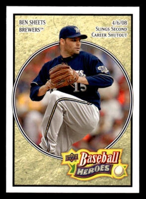 2008 Upper Deck Baseball Heroes #98 Ben Sheets Card Milwaukee Brewers - Image 1 of 2