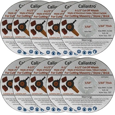 CALIASTRO 4-1/2 Inch Cut Off Wheels Angle Grinder for Cutting Masonry Stone Brick 10 Pack