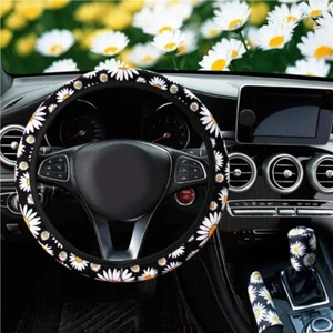 5pcs Daisies Car Interior Steering Wheel Seat Belt Handbreak Shift Gear Cover - Bild 1 von 5