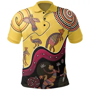 Aboriginal Style pattern Printed Polo Shirt AB7003-12 - Picture 1 of 3