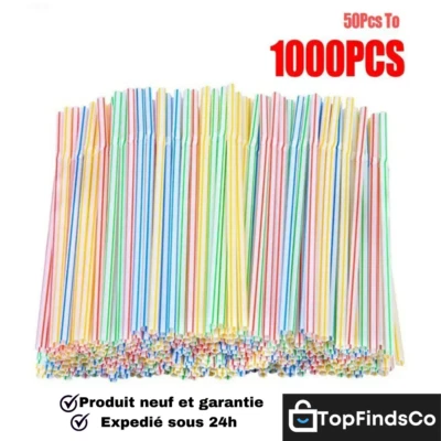 Pailles multicolores pour boisson, lait, thé, bar, fête, mariage, cuisine