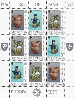 1976 Isle of Man Sg 84/89 Europa. Ceramic Art Sheets of 9 MNH — 第 1/4 张图片