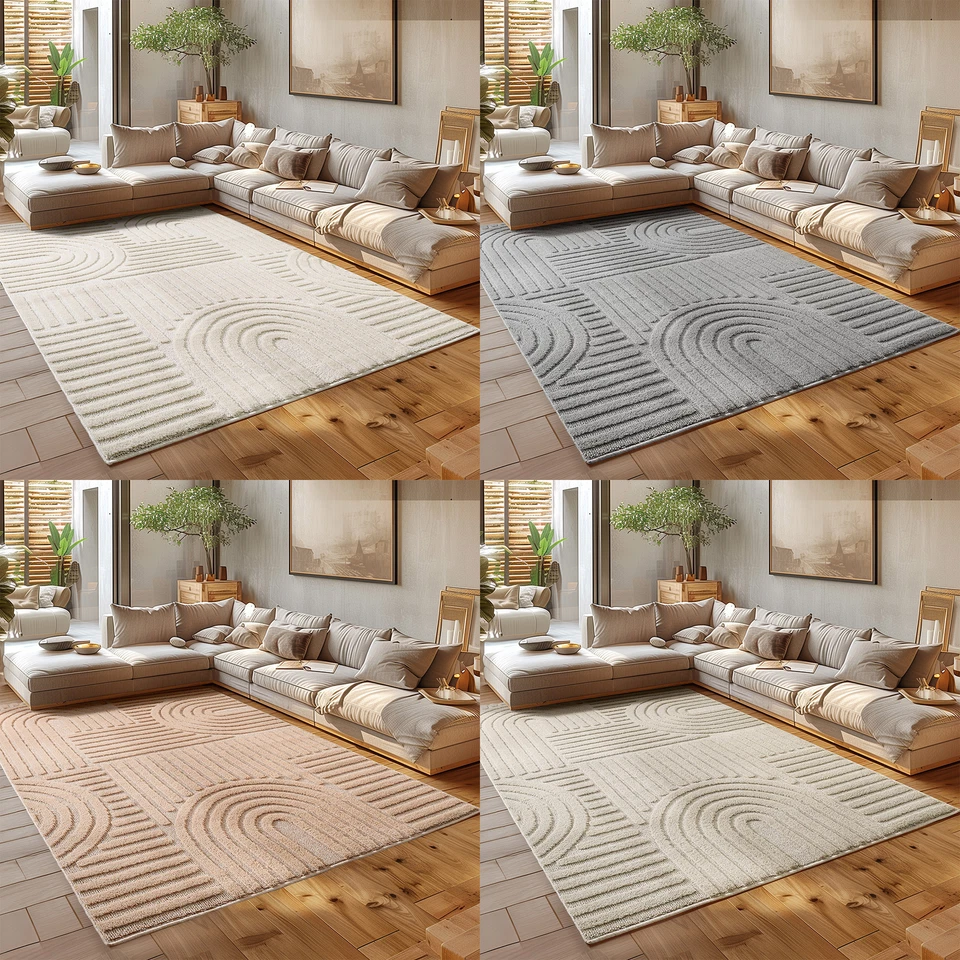 Modern Wohnzimmer Teppich Skandinavischer Boho Teppich Deko Hoch-Tief Effekt - Bild 1 von 1