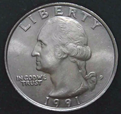 1991-P 25C Washington Quarter Uncirculated CN Clad 25oc0607-2 - Image 1 of 2