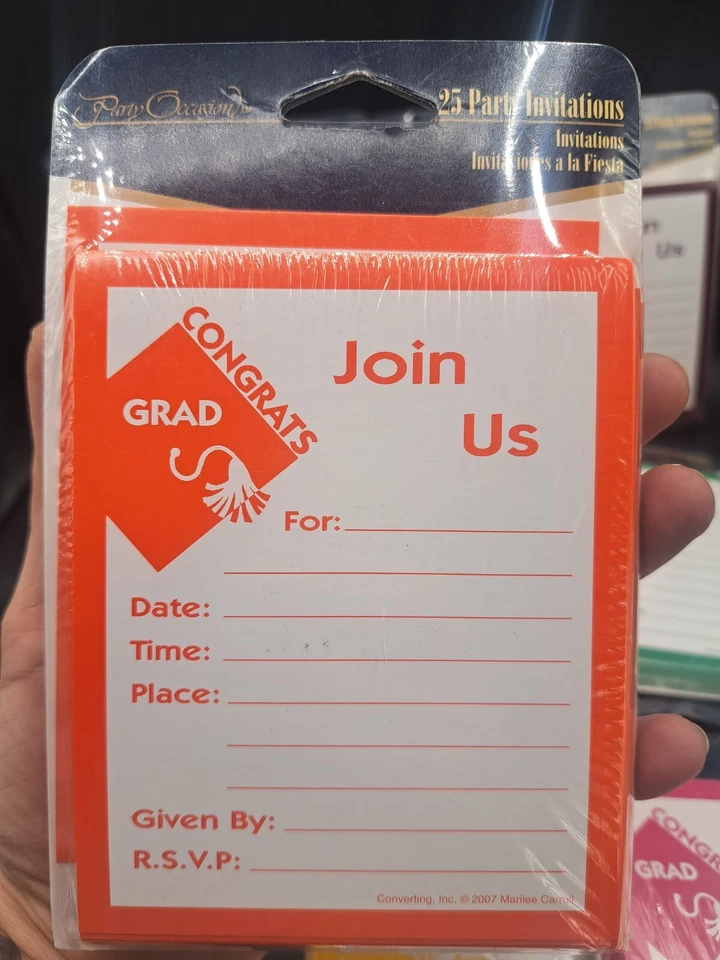 Fill-In Graduation Invitations Grad Party NIP 25ct With Envelopes Choose Color - Image 1 of 4