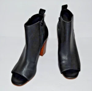 COLE HAAN BLACK LEATHER ANKLE PEEP TOE BOOTS WOMEN 8 M *NWOB* - Picture 1 of 11