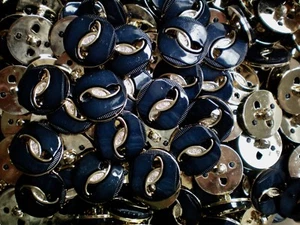 Buttons 20mm 32L Dark Navy Blue & Gold Shank Plastic Dress Craft Button (Z107) - Picture 1 of 24