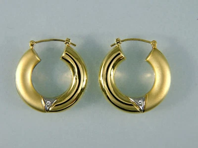 Creolen, Ohrschmuck, Ohrringe, mit  Diamant  in bicolor  Gold 585/ooo - Bild 1 von 3