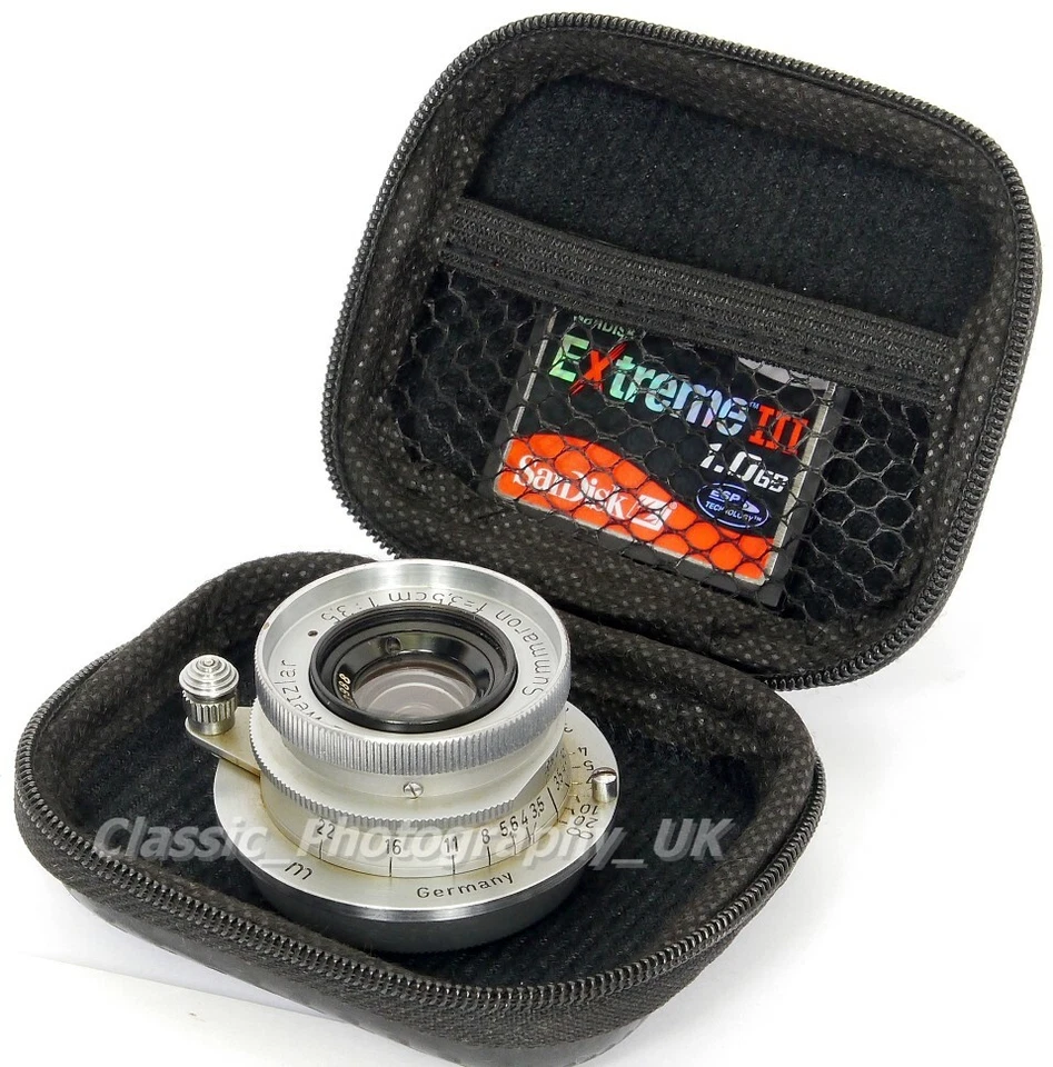 Lente estilo CARBONO, estuche de accesorios para LEICA Elmar f=3,5 cm 1:3,5 buscador VIOOH, etc. Foto 1 de 4